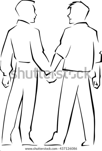 Sketch Illustration Two Gay Men Holding Stock Vector Royalty Free Shutterstock