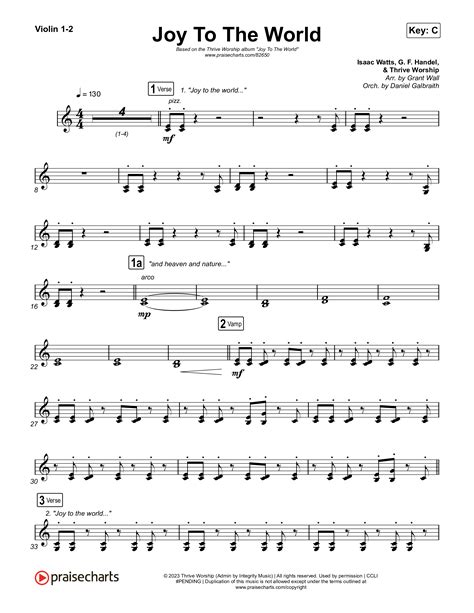 Joy To The World Live Violin Sheet Music Pdf Thrive Worship