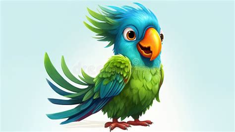 Colorful Parrot Cartoon Illustration Generative Ai Ai Generated