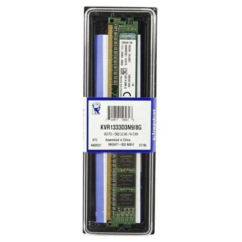 MEMORIA DESKTOP DDR3 8GB 1333MHZ KINGSTON KVR1333D3N9/8G
