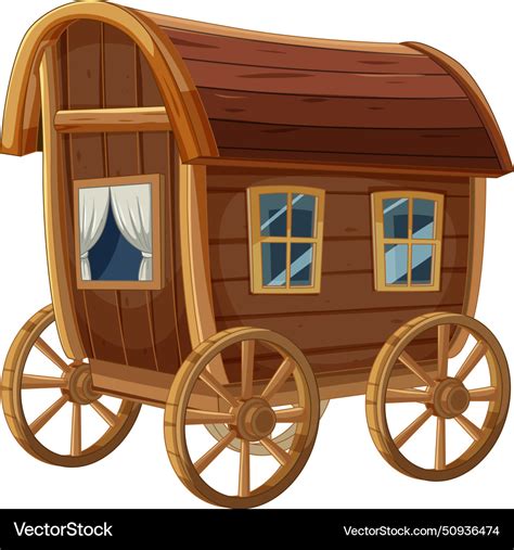 cartoon    fashioned wooden wagon vector image