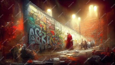 premium photo brick wall  graffiti  red brick factory