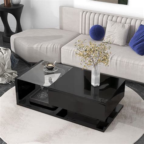 Mesa de centro moderna con vidrio templado, mesa de cóctel de madera
