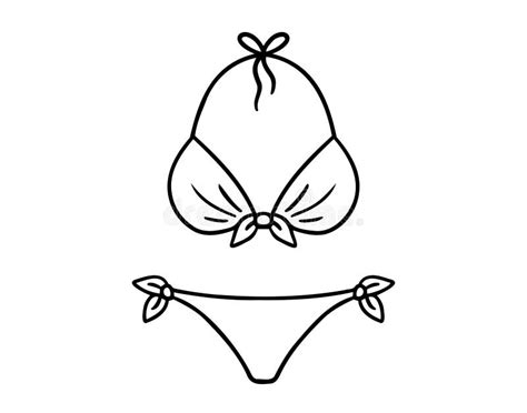 Bikini Swimsuit Female Summer Beachwear Doodle Hand Drawn Icon Outline Drawing Bikini Swimsuit