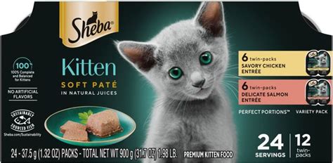 Sheba Perfect Portions Kitten Variety Pack Chicken Pate And Pate Salmon