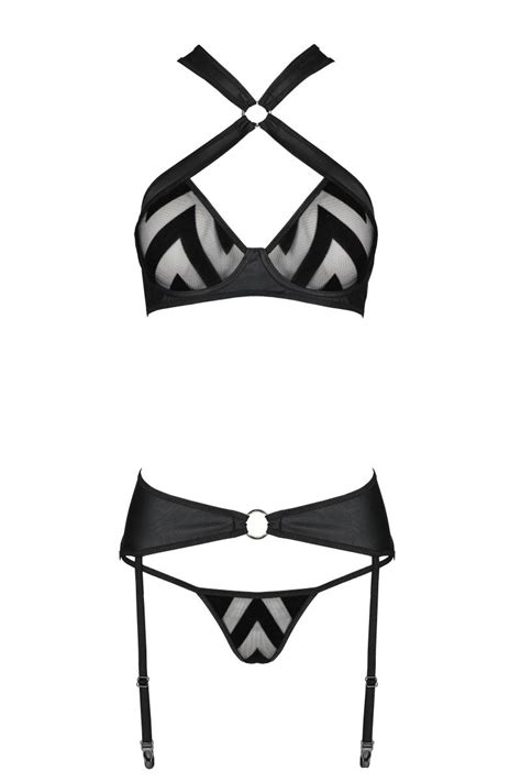 Schwarzes Kunstleder Dessous Set Mit Str Mpfen Dessous Sets Club Hot Fashion Odretto