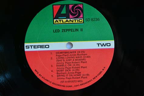 Popsike Led Zeppelin Ii Sd Atlantic Rl Hot Mix Monarch Zepplin Two Vinyl Lp Vg