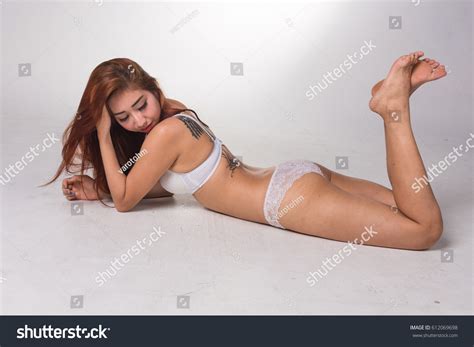 Sexy Asian Woman White Lingerie On Stock Photo 612069698 Shutterstock