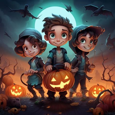 Premium Ai Image Kids Halloween Background