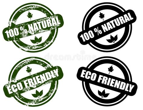 Natural Eco Friendly Grunge Stamp Set Stock Illustration
