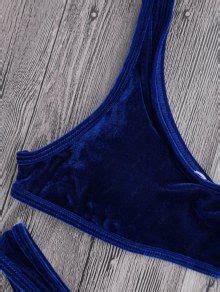 Velvet Bralette Scoop Bikini Set In Royal Blue Zaful