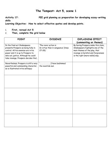 The Tempest Act 5 Scene 1 How To Pee Worksheet Teaching Resources