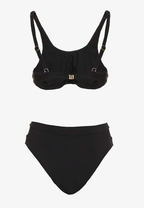 Czarne Bikini Biustonosz i Majtki Typu Figi Zdobione Siateczką Natelina Renee