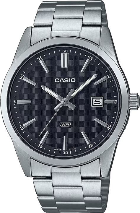 Casio Mtp Vd D Audf Reloj Anal Gico De Fecha Esfera Negra Correa De Acero Inoxidable Para