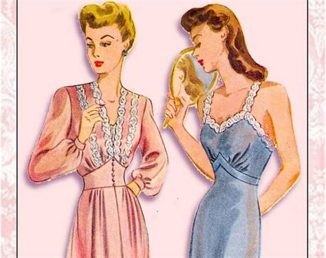 Vintage GLAMOROUS BOUDOIR Lingerie Sewing Pattern Dressing Gown Lace Bias Cut Slip Empire