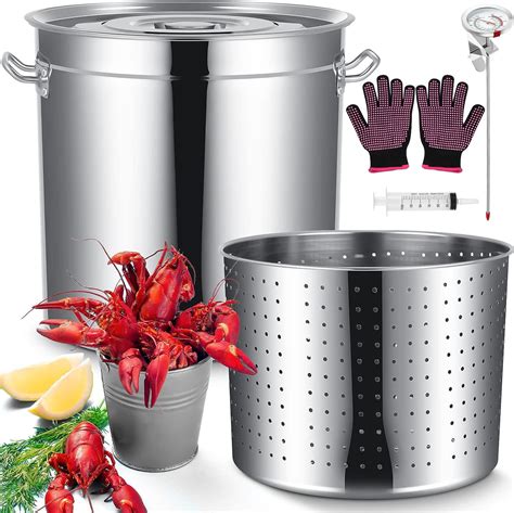 Geetery Stainless Steel Seafood Boil Pot With Basket Stock Pot With Strainer Turkey