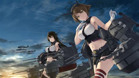 Brunette Fan Art Kantai Collection Two Women Nagato Mutsu Artwork HD Wallpaper Rare Gallery