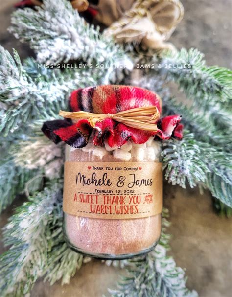 Winter Wedding Hot Chocolate Favors Oz Jars Personalized Hot Cocoa Favor Jars Rustic