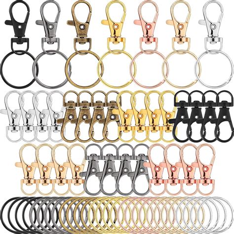 70 Stücke Drehbarer Lanyard Karabiner Haken mit Schlüsselringen