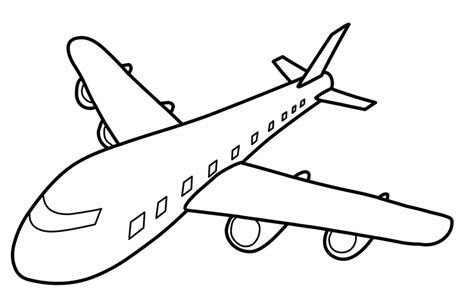 Kostenlose Malvorlage Transportmittel: Großes Flugzeug zum Ausmalen