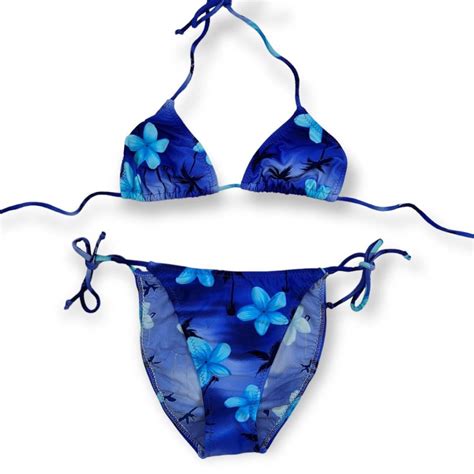 Y2K Deadstock Australian Made Island Palm Triangle String Bikini Two Piece Swimsuit Etsy
