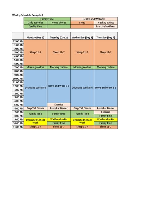 Time Management Weekly Schedule Pdf