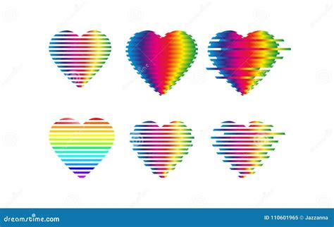 Icono Torcido De Los Corazones Del Arco Iris De La Interferencia