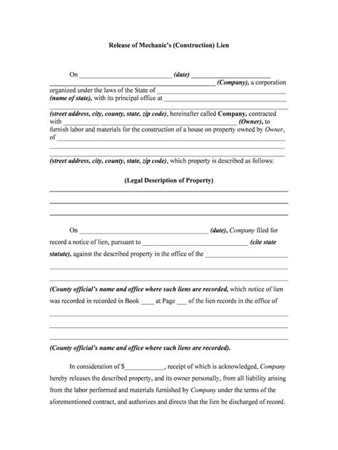 Mechanics Lien Form Complete With Ease Airslate Signnow