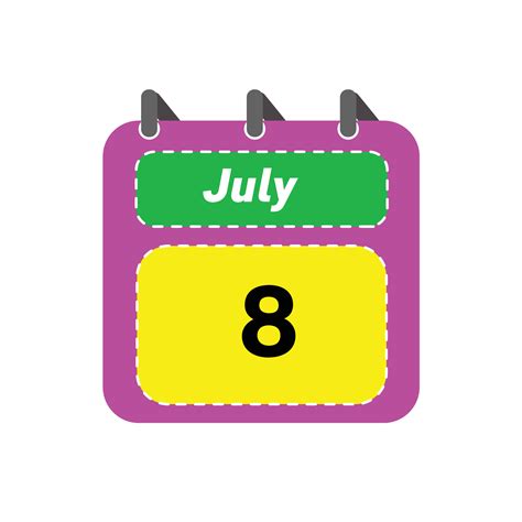 July 8 Daily Calendar Icon 26613032 Vector Art at Vecteezy