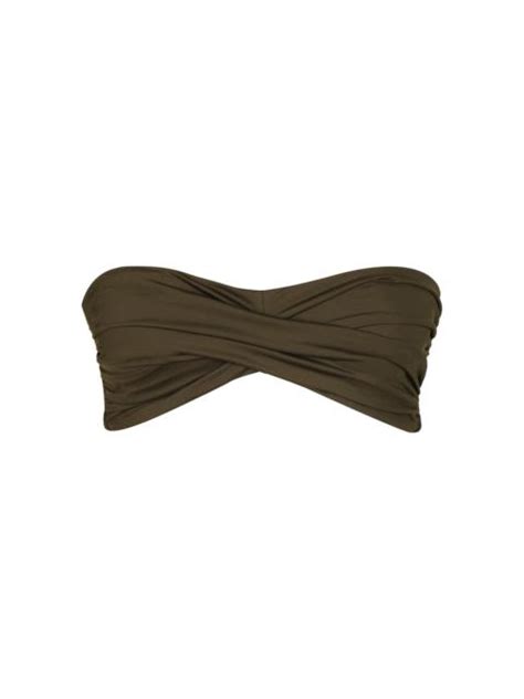 Johanna Ortiz Sea Sprite Bandeau Bikini Top Olive Reversible