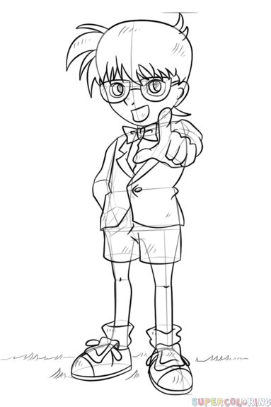 How To Draw Detective Conan Step By Step Drawing Tutorials