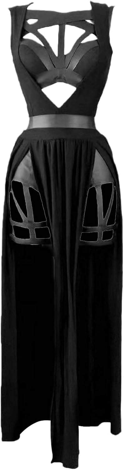 Piece Lingerie Dress Sets For Women Sexy Hollow Out Deep V Neck Sleeveless Bodysuit Side Split