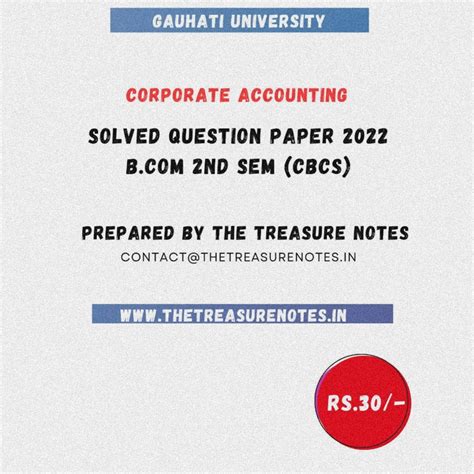 Corporate Accounting Solved Question Paper 2022 Pdf Gauahti University