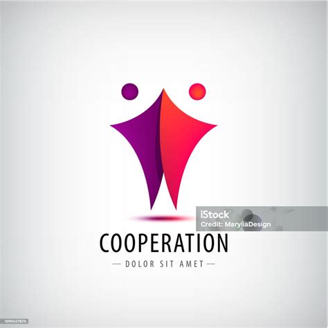 Vector 2 Orang Ikon Tim Tanda Kerjasama Ilustrasi Stok Unduh Gambar