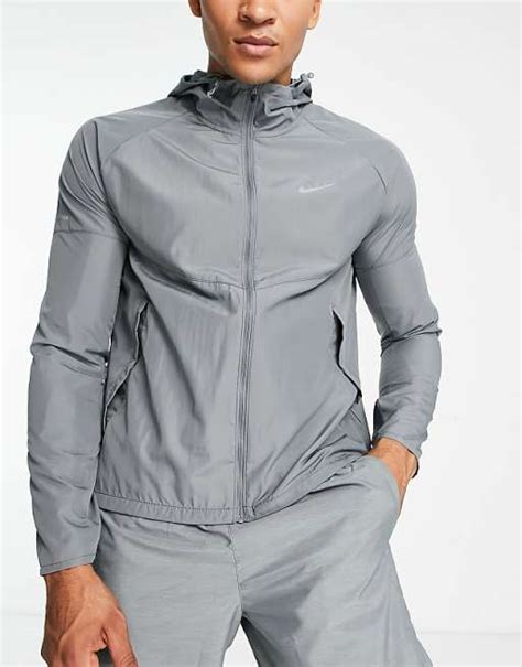 Nike Running Miler Jacket In Grey Asos