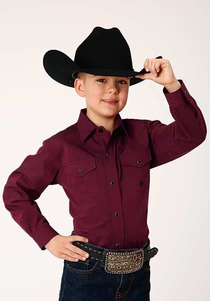 Boys Western Cowboy Snap Shirt ~ WINE