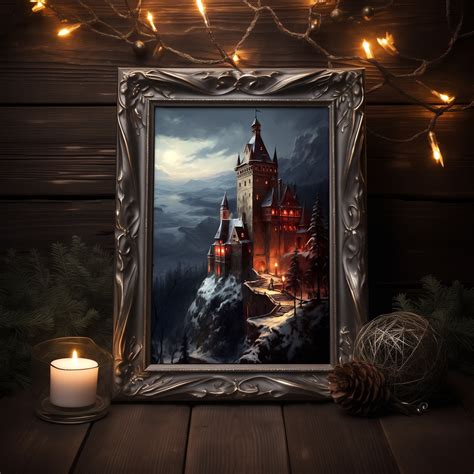 Dracula Castle Fine Art Print, Gothic Wall Art, Dark Castle Painting ...