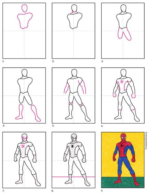 draw spider man full body