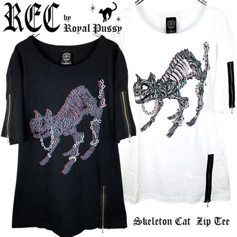 ROYAL PUSSY REC by Royal Pussy レック バイ ロイヤルプッシーSkeleton Cat Zip Teeジップ