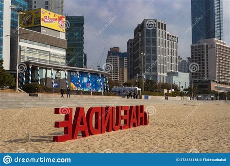 Haeundae Beach A Famous Beach In Busan During Winter Morning At