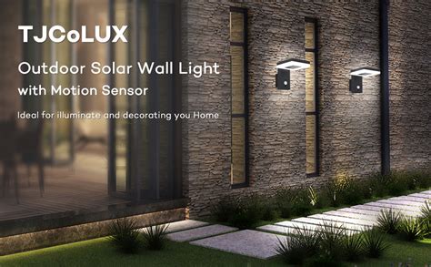 TJCoLUX Lámpara solar de pared para exteriores con sensor de