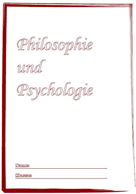 Deckbl Tter Philosophie Und Psychologie Schule Schulfach