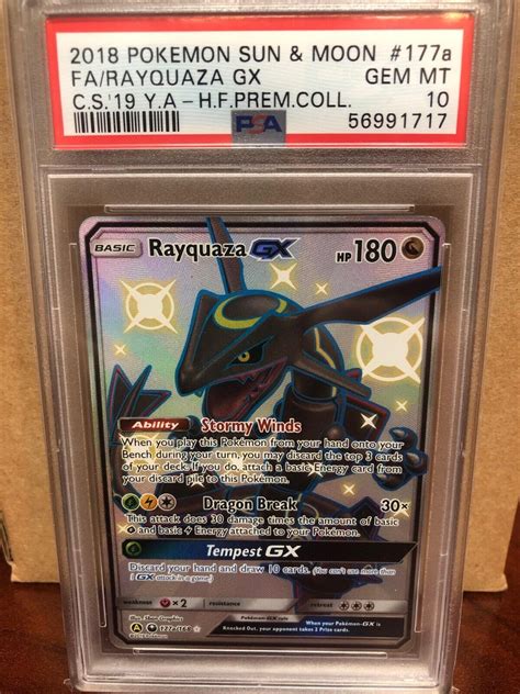 Pokémon Shiny Rayquaza GX 177a Hidden Fates Premium Collection PSA 10