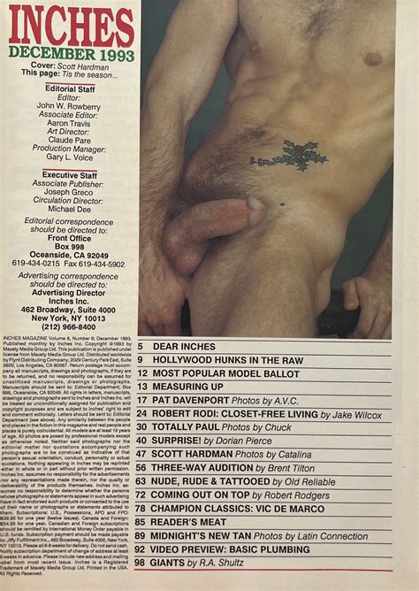 Inches December Gay Adult Mens Magazine VM