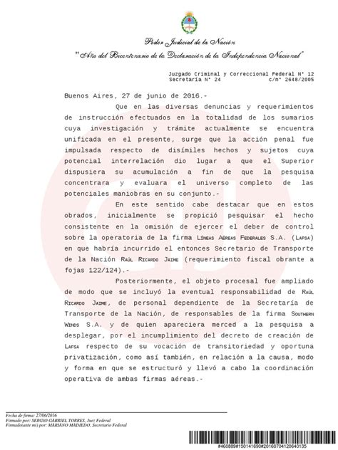 Citación A Declaración Indagatoria De Ricardo Jame Y Julio De Vido