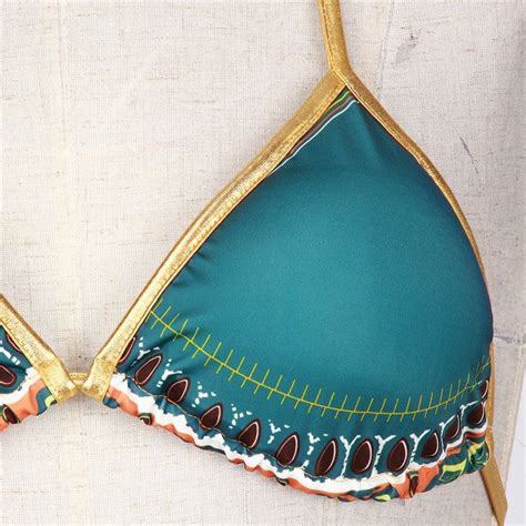 Sexy South African Golden Halter Bikini High Waist Swimsuit Two Pieces Swimwear Women Bathing