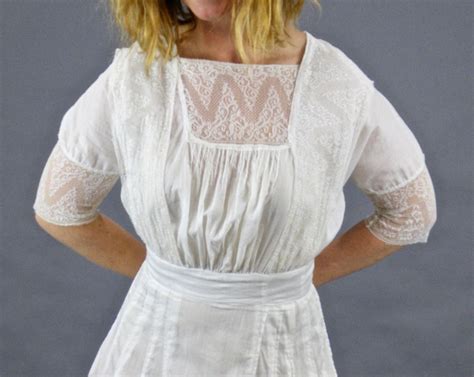 Edwardian Lingerie Dress Antique S Dress White Cotton Etsy