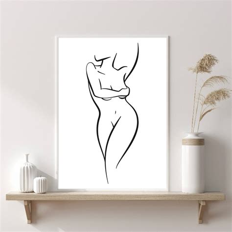Erotic One Line Art Nude Line Drawing Naked Prints Female Body Printable Wall Art Home Decor