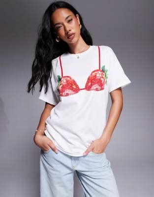 River Island Strawberry Bikini T Shirt In White Asos