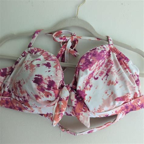 Tie Dye Bikini Top Time Tru XL Preloved Light Depop